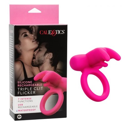 Rechargeable Triple Clit Flicker, Silicone, Pink